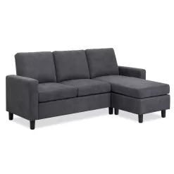 Walsunny Convertible Sectional Reversible Chaise, L-Shaped Sofa with Modern Linen Fabric(Gray)