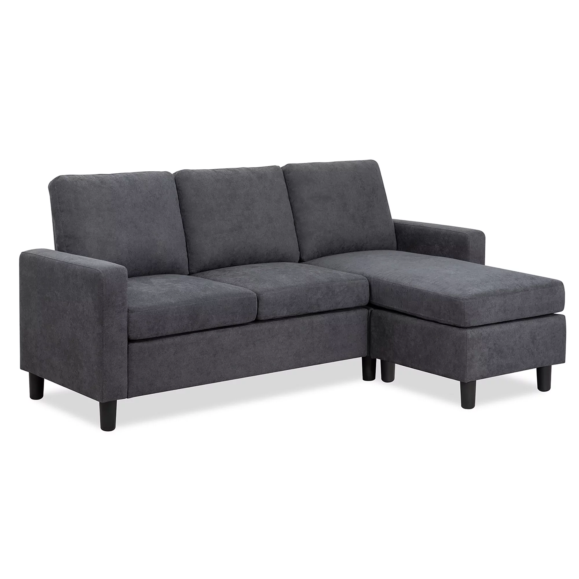 Walsunny Convertible Sectional Reversible Chaise, L-Shaped Sofa with Modern Linen Fabric(Gray)