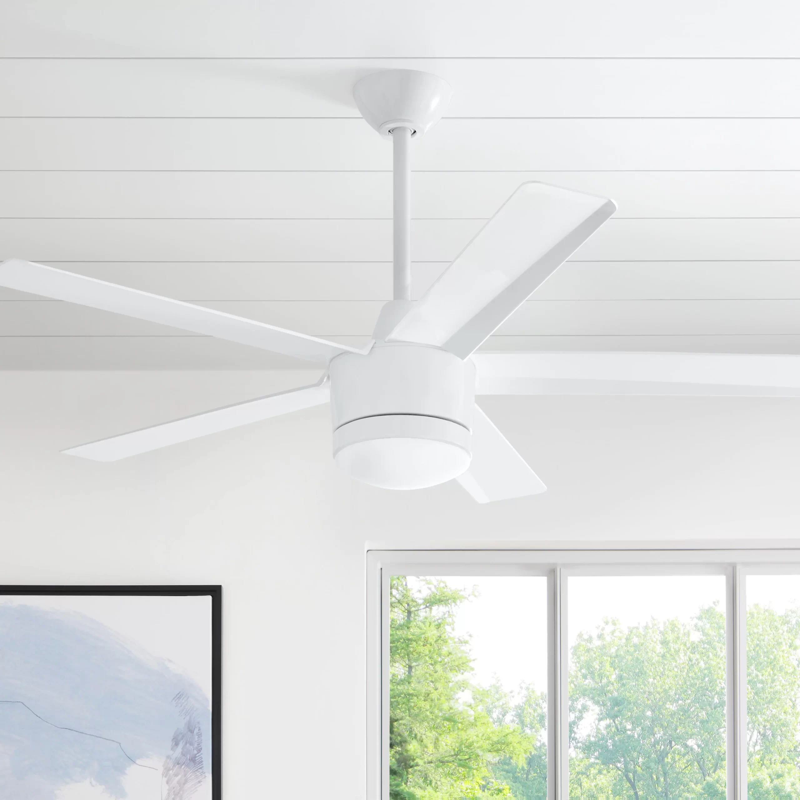 Home Decorators Collection SW1422WH Merwry 52 in. Integrated LED Indoor White Ceiling Fan with Light Kit and Remote Control