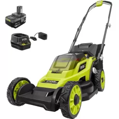 RYOBI P1180VNM ONE+ 18V 13 in. Cordless Battery Walk Behind Push Lawn Mower with 4.0 Ah Battery and Charger