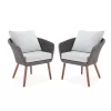 Athens Chocolate Brown Stationary All-Weather Wicker Outdoor Lounge Chairs (Set of 2)