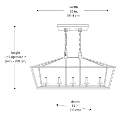 Home 5-76201 Decorators Collection Weyburn 5-Light 36 in. Bronze Caged Farmhouse Linear Island Hanging Chandelier for Kitchen