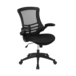 Flash Furniture Kelista Mid-Back Black Mesh Swivel Ergonomic Task Office Chair with Flip-Up Arms, BIFMA Certified