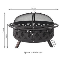 Libby Fire Pit - Sphere Outdoor Wood Burning and Grill - Portable Steel Frame with Legs, Mesh Cover, Poker