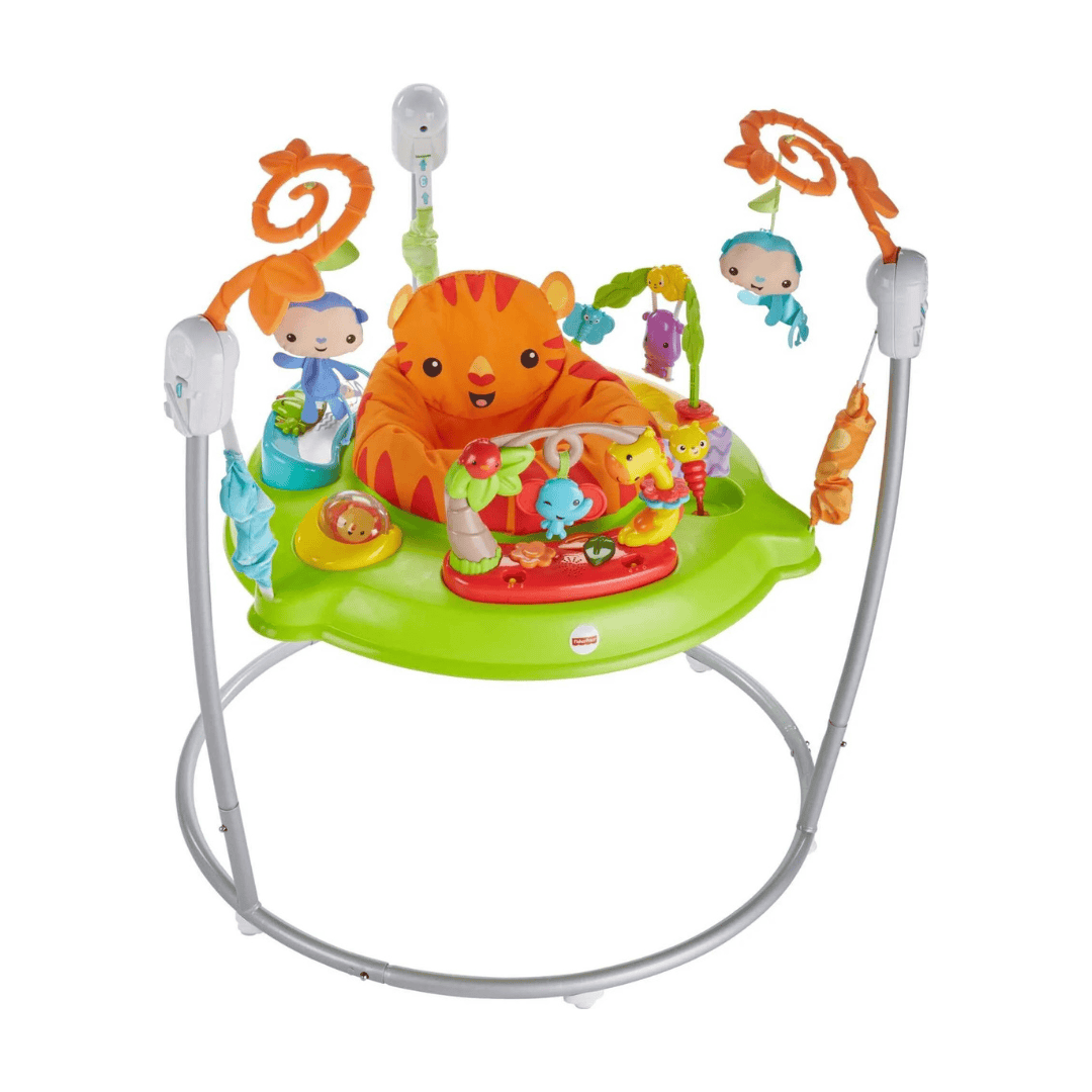 Fisher-Price Baby Bouncer Tiger Time Jumperoo Activity Center with Lights Music and Toys