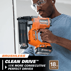 RIDGID R09891B 18V Brushless Cordless 18-Gauge 2-1/8 in. Brad Nailer (Tool Only) with CLEAN DRIVE Technology