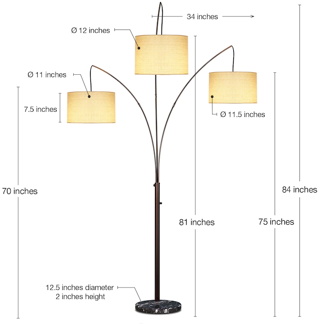 Brightech 84-in Oil Brushed Bronze Multi-head Floor Lamp - Image 5