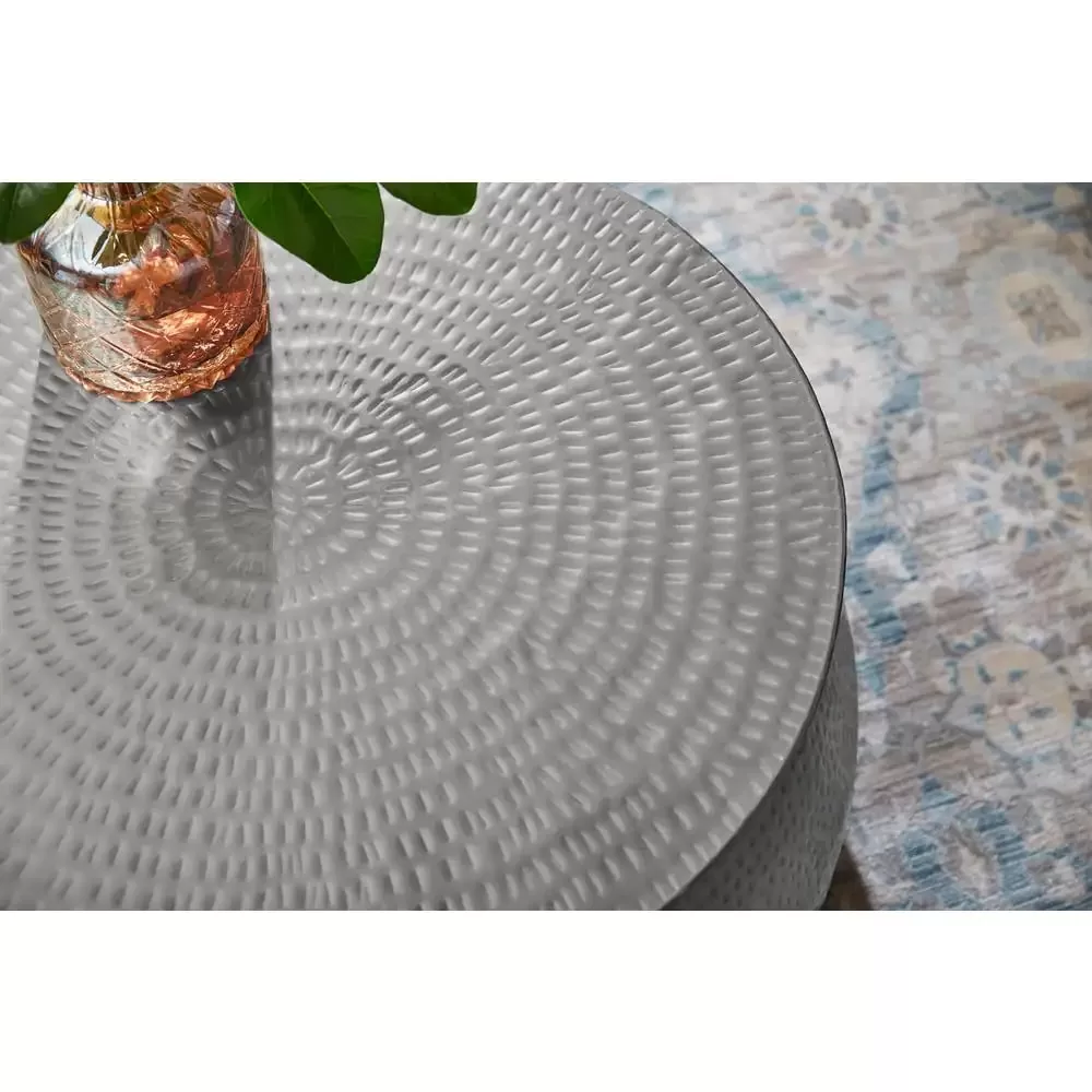 Calluna 31 in. Silver Medium Round Metal Coffee Table with Lift Top