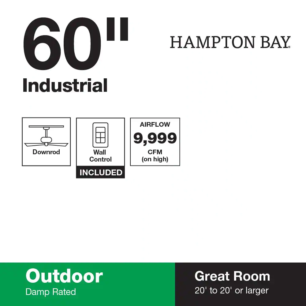 Hampton Bay 60-inch Indoor/Outdoor Black Ceiling Fan