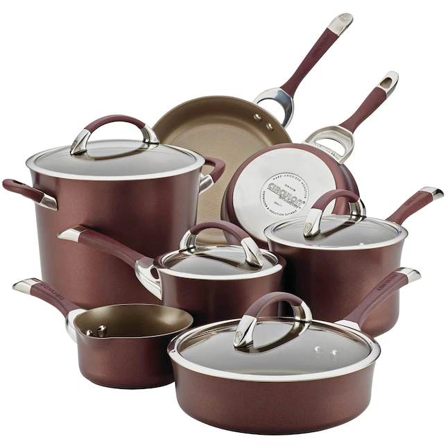 Circulon 11 Piece Symmetry Hard Anodized Cookware Set, Merlot