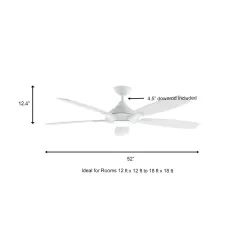 Home Decorators Collection 14427 Petersford 52 in. Integrated LED Indoor White Ceiling Fan with Light Kit and Remote Control