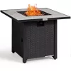 Costway 30'' Square Propane Gas Fire Pit Table Ceramic Tabletop 50,000 BTU with Cover