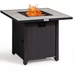 Costway 30'' Square Propane Gas Fire Pit Table Ceramic Tabletop 50,000 BTU with Cover