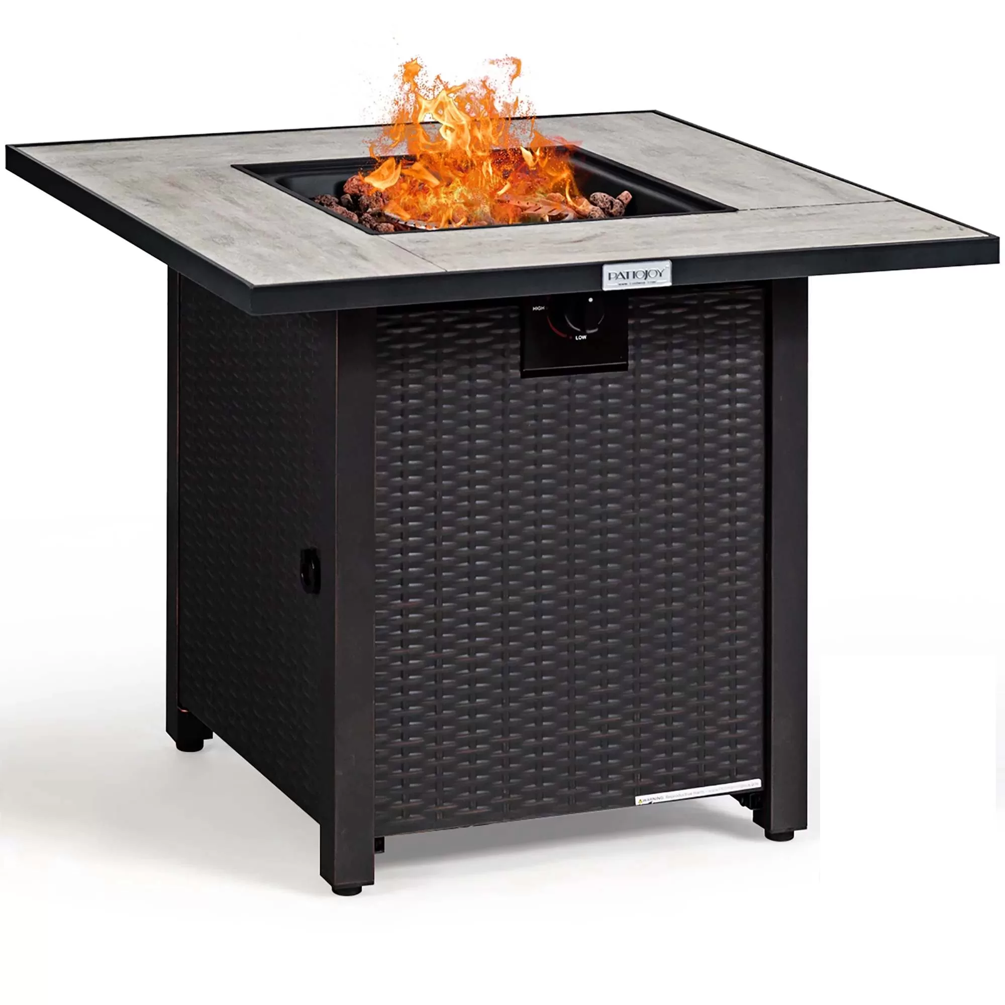 Costway 30'' Square Propane Gas Fire Pit Table Ceramic Tabletop 50,000 BTU with Cover