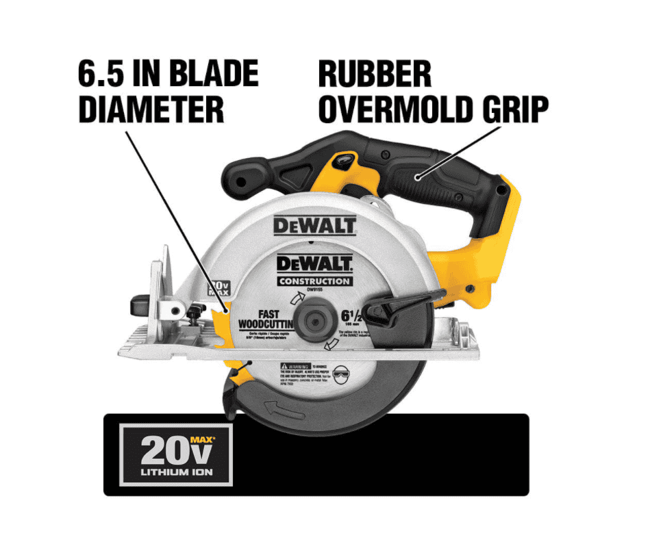 DEWALT Circular Saw DCS391P1 20-Volt MAX Cordless 6-1/2 in. with 20-Volt Battery 5.0Ah & Charger