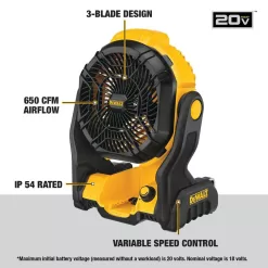 DEWALT DCE512B 20-Volt MAX Jobsite Fan