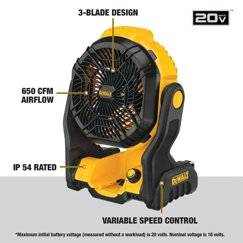 DEWALT DCE512B 20-Volt MAX Jobsite Fan