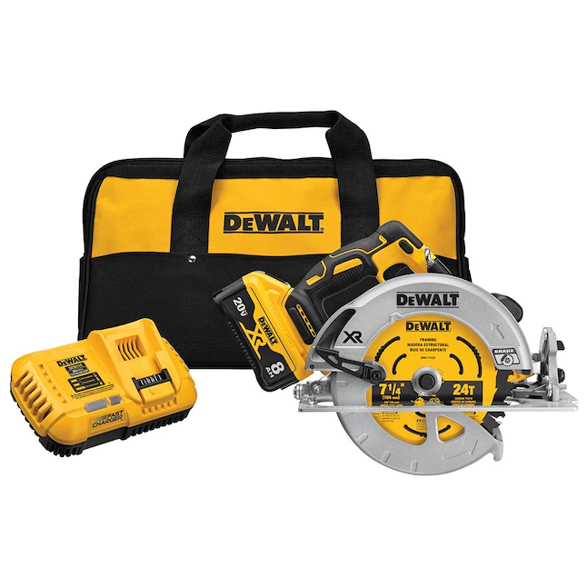 DEWALT Circular Saw DCS574W1 XR POWER DETECT 20-Volt Max 7-1/4-in Brushless Cordless (1-Battery and Charger Included)