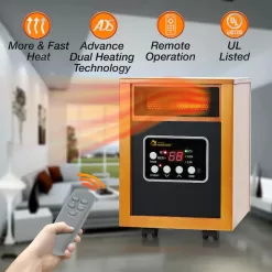 Alternative view of Dr Infrared Heater 1500-Watt Infrared Quartz Cabinet Indoor Electric Space Heater with Thermostat and Remote Included