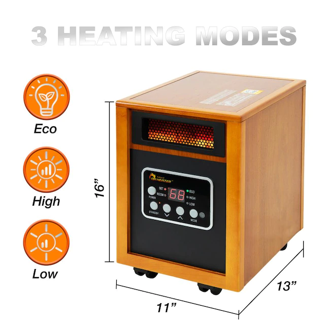 Dr Infrared Heater 1500-Watt Infrared Quartz Cabinet Indoor Electric Space Heater with Thermostat and Remote Included - Image 3
