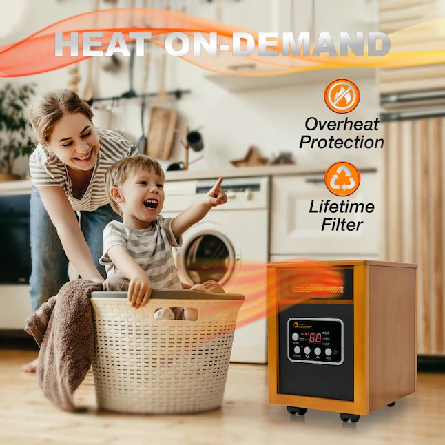 Dr Infrared Heater 1500-Watt Infrared Quartz Cabinet Indoor Electric Space Heater with Thermostat and Remote Included - Image 4