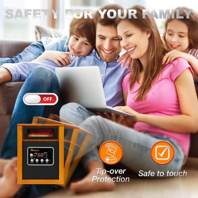 Dr Infrared Heater 1500-Watt Infrared Quartz Cabinet Indoor Electric Space Heater with Thermostat and Remote Included - Image 5