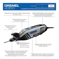 Alternative view of Dremel  4300 47-Piece Variable Speed Corded 1.8-Amp Multipurpose Rotary Tool with Hard Case