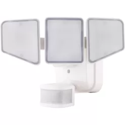 Enbrighten  240-Degree 3100-Lumen White Hardwired LED Outdoor Motion-Activated Flood Light with Timer