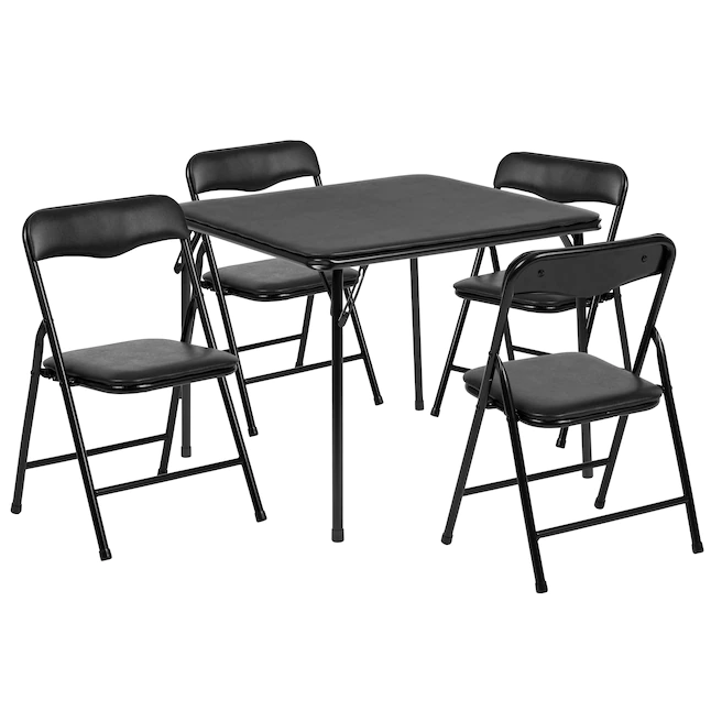 Flash Furniture 24-in x 24-in 5-Piece Indoor Powder-coated Steel Folding Table and Chair Set