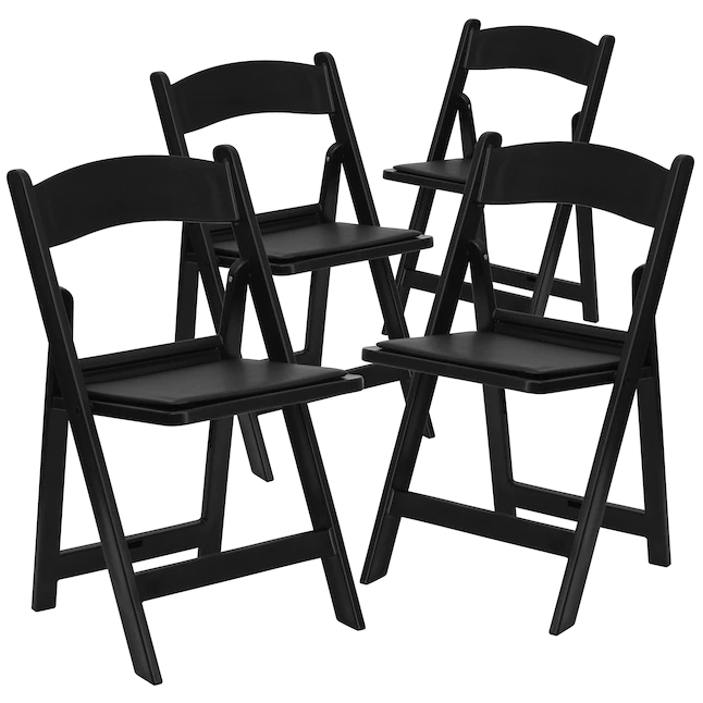 Flash Furniture 4-Pack Black Standard Folding Chair with Upholstered Seat (Indoor or Outdoor)