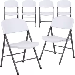 Flash Furniture 6-Pack Granite White Standard Folding Chair with Solid Seat (Indoor)