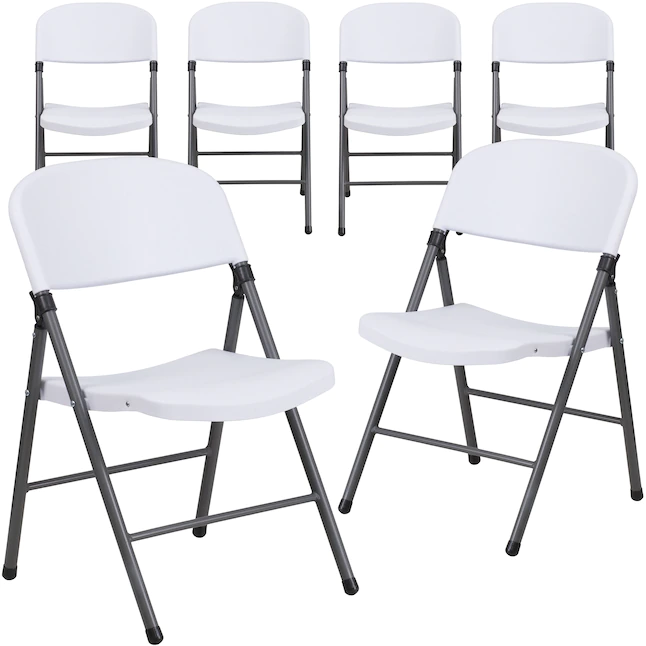 Flash Furniture 6-Pack Granite White Standard Folding Chair with Solid Seat (Indoor)