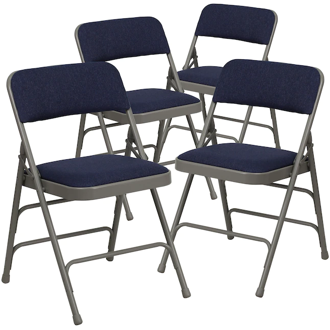 Flash Furniture Navy Fabric/Gray Frame Banquet Folding Chair with Upholstered Seat (Indoor)