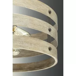 Progress Lighting P500022-143 Gulliver 8-1/2 in. 1-Light Graphite Coastal Drum Mini-Pendant with Weathered Gray Wood Accents