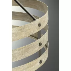 Progress Lighting P500022-143 Gulliver 8-1/2 in. 1-Light Graphite Coastal Drum Mini-Pendant with Weathered Gray Wood Accents