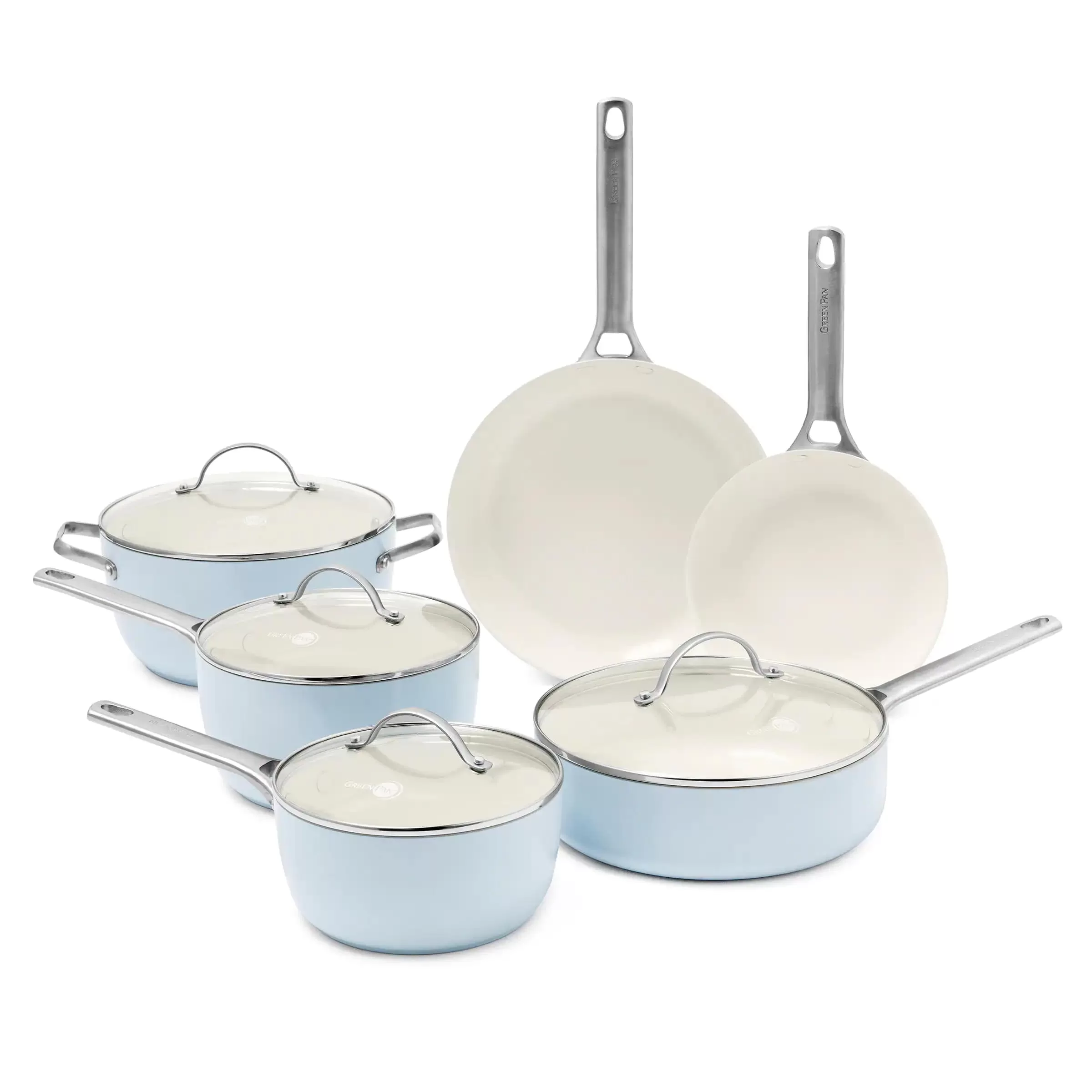 GreenPan Padova 10-Piece Cookware Set, Light Blue