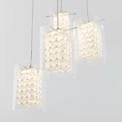 Artika Crystal Cube 17-Watt Modern Integrated LED 4-Light Chrome Hanging Pendant Light with Glass Shade for Living Room