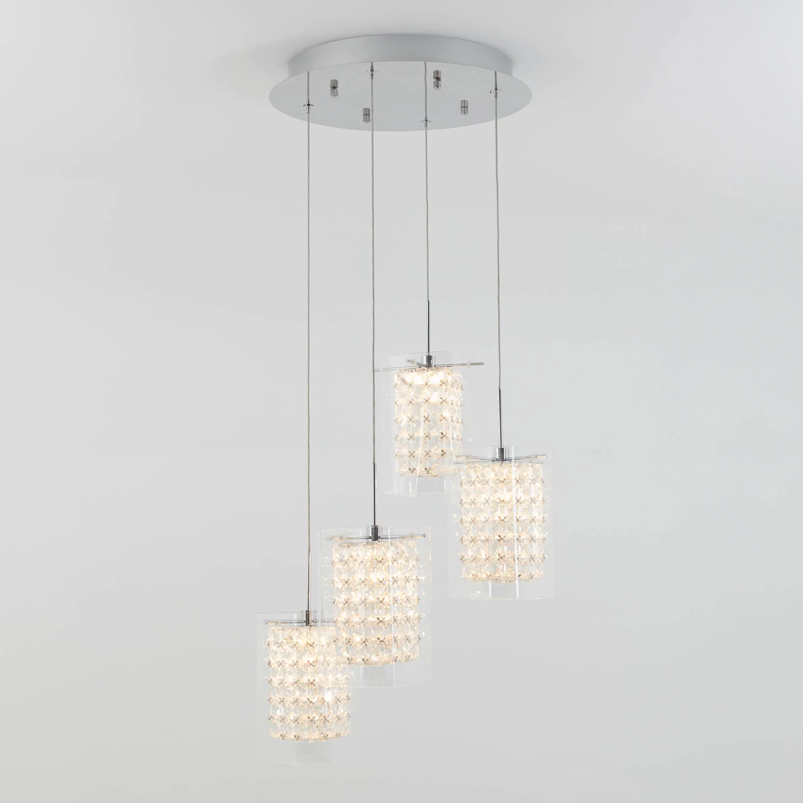 Artika Crystal Cube 17-Watt Modern Integrated LED 4-Light Chrome Hanging Pendant Light with Glass Shade for Living Room
