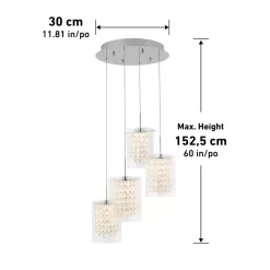 Artika Crystal Cube 17-Watt Modern Integrated LED 4-Light Chrome Hanging Pendant Light with Glass Shade for Living Room