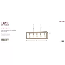 Hampton Bay Boswell 7965HBBNDI Quarter 34 in. 5-Light Brushed Nickel Farmhouse Linear Chandelier with Weathered Wood Accents
