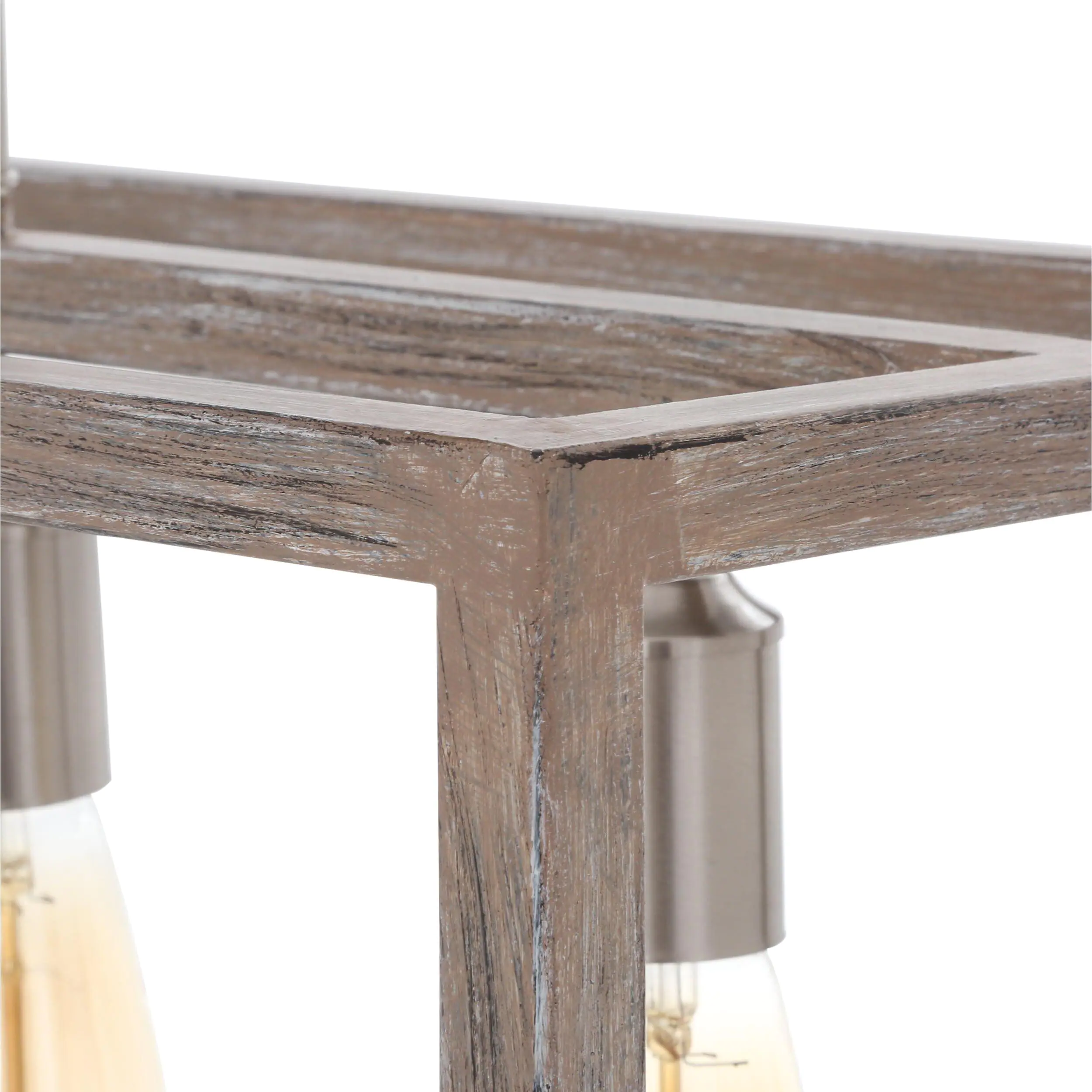 Hampton Bay Boswell 7965HBBNDI Quarter 34 in. 5-Light Brushed Nickel Farmhouse Linear Chandelier with Weathered Wood Accents