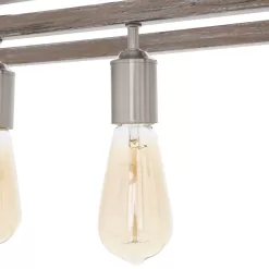 Hampton Bay Boswell 7965HBBNDI Quarter 34 in. 5-Light Brushed Nickel Farmhouse Linear Chandelier with Weathered Wood Accents