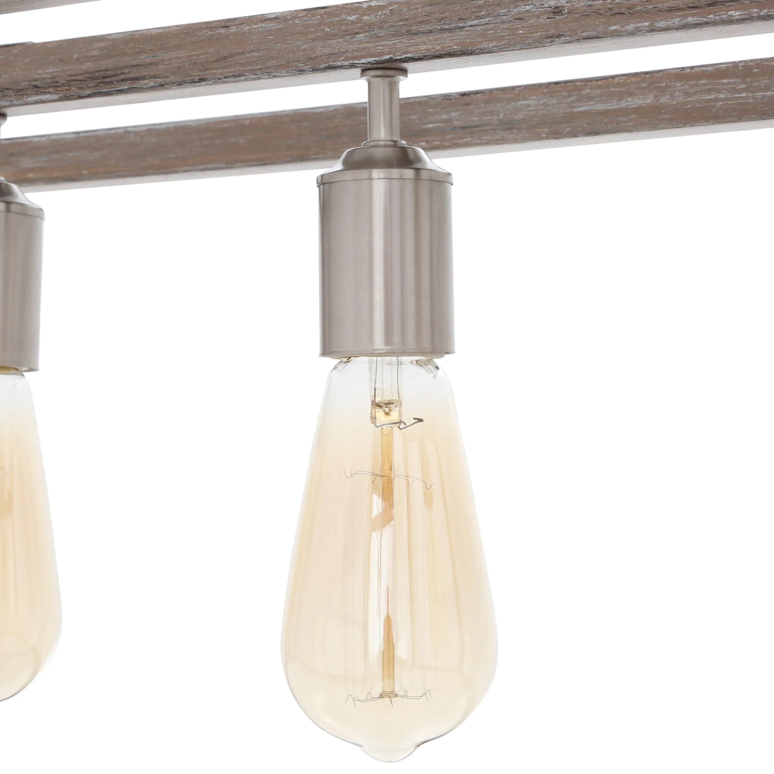 Hampton Bay Boswell 7965HBBNDI Quarter 34 in. 5-Light Brushed Nickel Farmhouse Linear Chandelier with Weathered Wood Accents