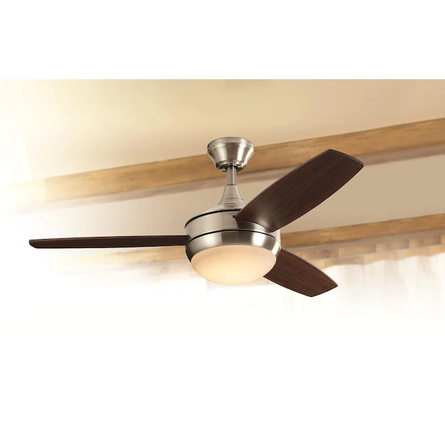 Harbor Breeze Beach Creek 44-in Brushed Nickel LED Indoor Downrod or Flush Mount Ceiling Fan with Light Remote (3-Blade) - Image 2