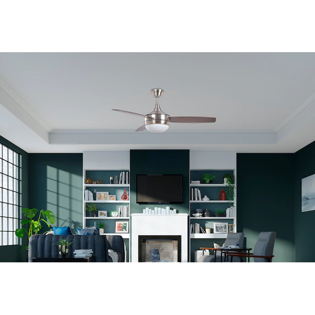 Harbor Breeze Beach Creek 44-in Brushed Nickel LED Indoor Downrod or Flush Mount Ceiling Fan with Light Remote (3-Blade) - Image 3