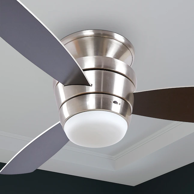 Harbor Breeze Mazon 44-in Brushed Nickel LED Indoor Flush Mount Ceiling Fan with Light Remote (3-Blade) - Image 6