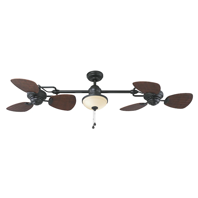 Harbor Breeze Twin Breeze II 74-in Oil Rubbed Bronze LED Indoor/Outdoor Ceiling Fan with Light (6-Blade)