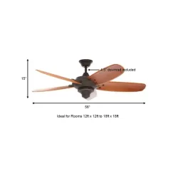 Home Decorators Collection 26655 Altura 56 in. Indoor Oil-Rubbed Bronze Ceiling Fan with Downrod, Remote and Reversible Motor; Light Kit Adaptable