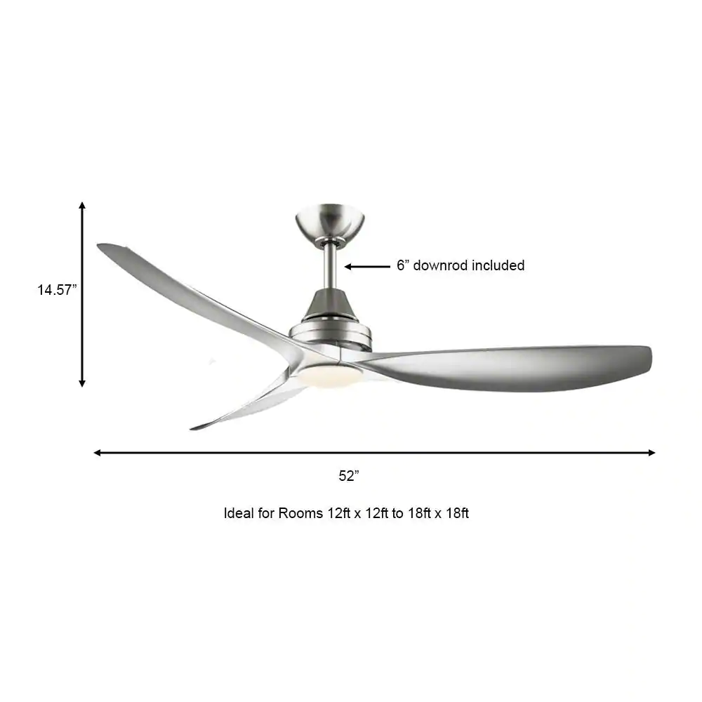 Home Decorators Collection 52-inch Integrated LED Indoor/Outdoor Brushed Nickel Ceiling Fan