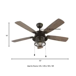 Home Decorators Collection 59201 Shanahan 52 in. Indoor/Outdoor LED Bronze Ceiling Fan with Light Kit, Downrod and Reversible Blades